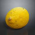 Ripe Fresh Yellow Lemon With Textured Surface On Dark Reflective Background