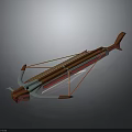 Unique Red Brown Crossbow Weapon Design With Metal Frame And Composite Body Structure 3d model