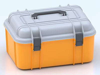 Sturdy Orange And Gray Hard Storage Case With Black Handle And Secure Straps 3d model