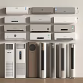 Various Types of Modern Air Conditioners and Fans Including Wall Mounted and Floor Standing Models