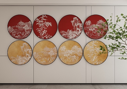 New Chinese Style Decorative Hanging Painting 3d model