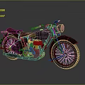 Vintage Motorcycle With Red Seat Classic Design Old Metal Body And Wheel Details