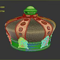 Exquisite Jewelry Crown With Gold Details Black Base And Red Green Purple Gemstones