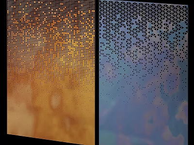 Modern Decorative Wall Panels With Orange Yellow Blue Purple Gradient And Hexagonal Patterns 3d model