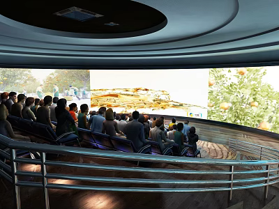 Cinema Audience Watching On Large Curved Screen With Immersive Natural Scenes Projection 3d model