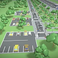 Diverse Buildings City Model with Green Areas and Urban Layout