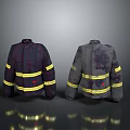 Firefighter Jackets Daily Supplies Showing New And Worn Versions With Yellow Stripes Red Emblems Hanging