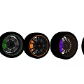 Colorful Alloy Wheels With Multi Colored Rims And Black Tires