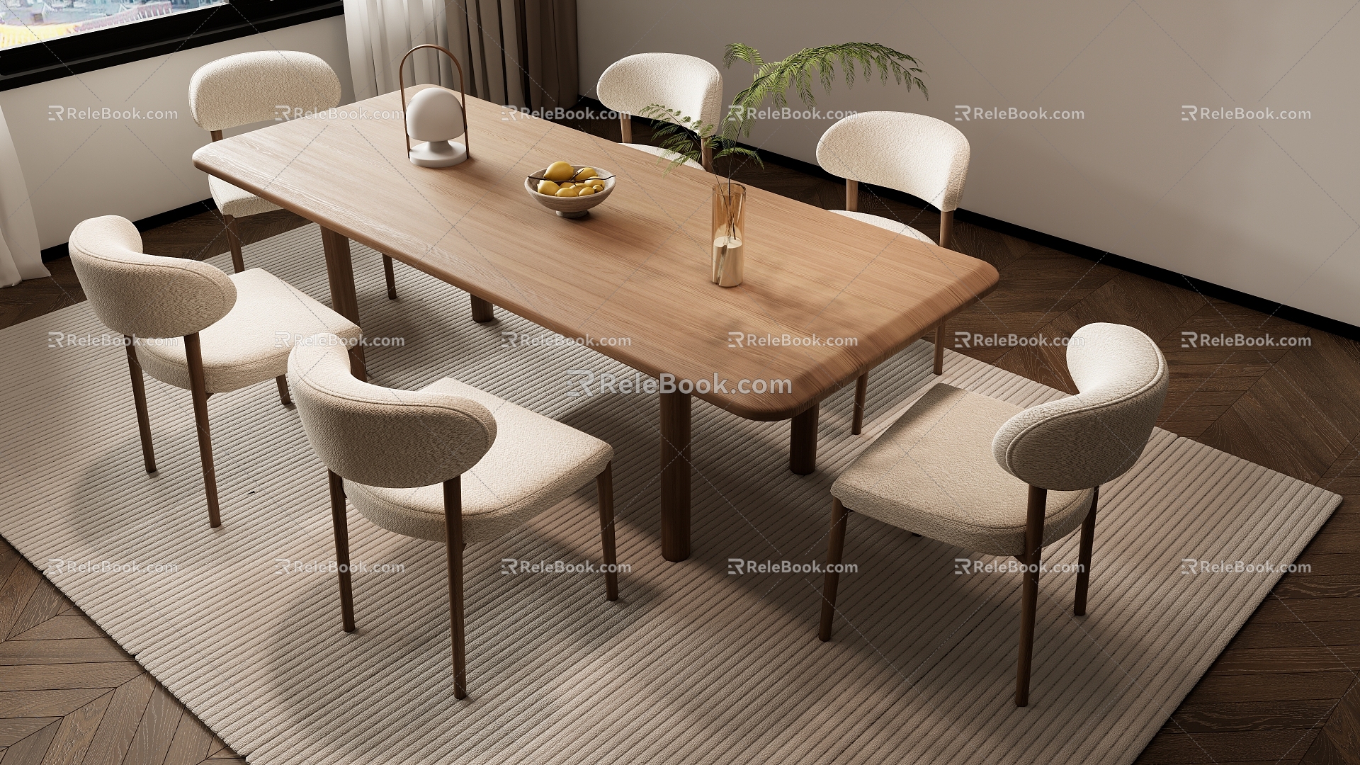 Modern Simple Dining Table and Chair Combination Jewelry Ornaments 3d model