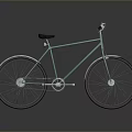 Teal Minimalist Bicycle With Black Seat And Silver Wheels On Gray Background