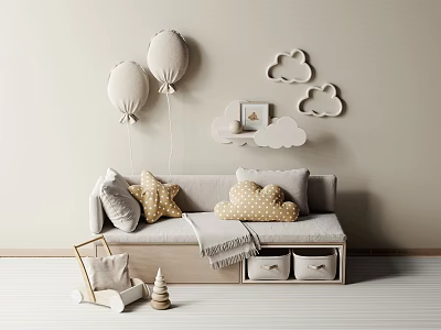 Modern Cushion Children's Cushion Bay Window Cushion Pillow 3d model