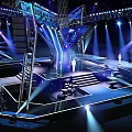 Illuminated Stage Design With Lighting Rigs And Truss Structure
