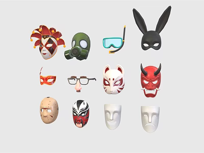 Modern Mask Cartoon Mask Pack 3d model Modern Mask Cartoon Mask Pack 3d model