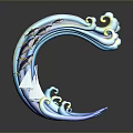 Blue Curved Wave Sculpture With Swimming Fish Displaying Aquatic Animals In Motion