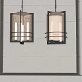 Modern Interior With Pendant Lights Featuring Textured Glass Black Metal Frames And Layered Wall Design