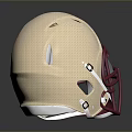 Gold Football Helmet With Red Facemask And Modern Sports Equipment Design