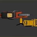 Heavy Duty Industrial Cutting Equipment With Large Red And Yellow Cutting Disc