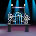 Tournament of Champions Spring Open Trophy Stand With Sculptures And Spotlight Lighting