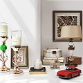 Elegant Decorative Ornament Set With Glass Lamp Metal Cage And Leather Box
