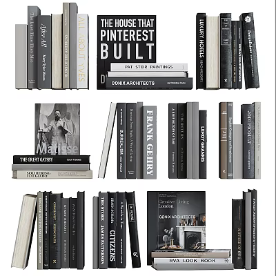 Books And Magazines With Various Titles Stacked Arranged Featuring Modern Design Architecture Art Themes 3d model