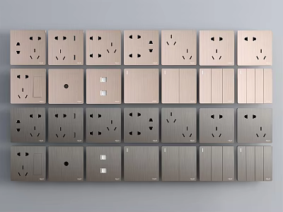 Sleek Modern Metallic Switch Panels With Various Socket And Switch Combinations 3d model