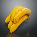 Fresh Ripe Yellow Banana Bunch With Natural Spots On Dark Background
