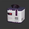 Portable White and Blue Container With Brown Handle Red Digital Display and Functional Icons