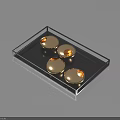 Modern Minimalist Household Items Black Tray With Four Golden Round Containers