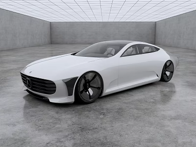 White Modern Car Sleek Coupe Design in Minimalist Spacious Interior with Black Alloy Wheels 3d model