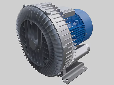 Industrial Equipment High Pressure Blower With Metal Casing Blue Motor And Mounting Bracket 3d model
