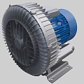 Industrial Equipment High Pressure Blower With Metal Casing Blue Motor And Mounting Bracket