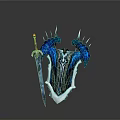 Blue Ornate Weapon Set With Spiked Shield And Shiny Sword Design