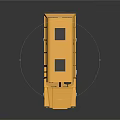 Yellow School Bus 3D Model With Blue Windows Black Roof And Passenger Seats
