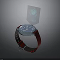 Smartwatch With Red Strap And Blue Dial Featuring Earth Projection Function