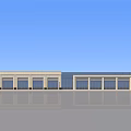 Modern Commercial Complex Exterior With Large Glass Windows Clean Design And Reflective Ground 3d model
