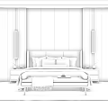 New Chinese Background Double Bed Double Bed 3d model