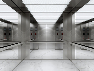 modern elevator car elevator hall 3d model