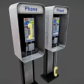 Vintage Public Phone Booths With Yellow Handset And Phone Sign