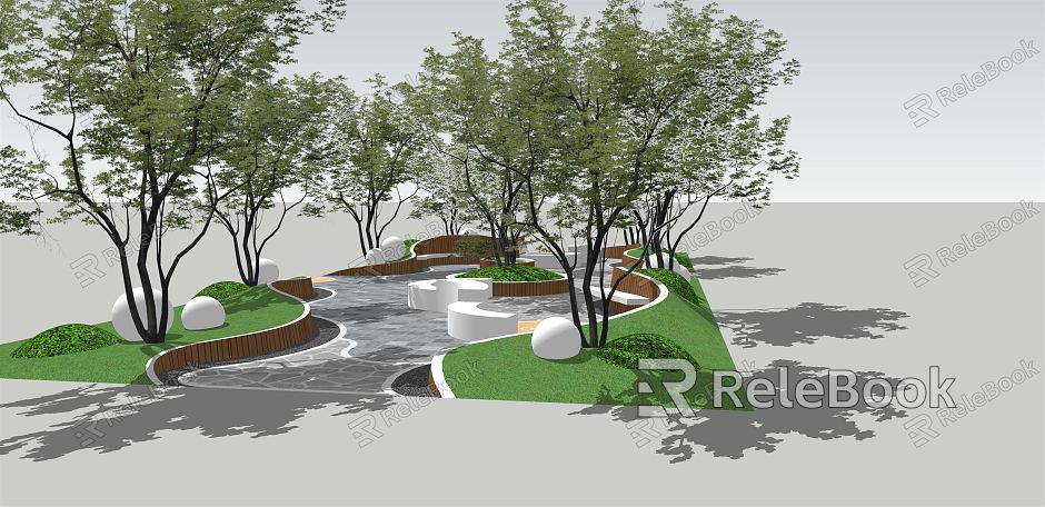 Modern Tree Pond Street Garden model