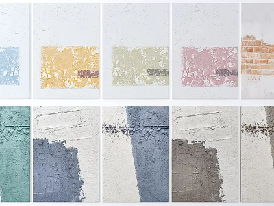 Various Colored Wall Paint Samples With Different Textures For Interior Design 3d model