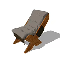Comfortable Leisure Chair With Wooden Frame Beige Button Tufted Cushion And Cross Leg Design