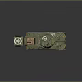 Vintage Heavy Military Tank With Camouflage Paint Turret Cannon And Metal Tracks