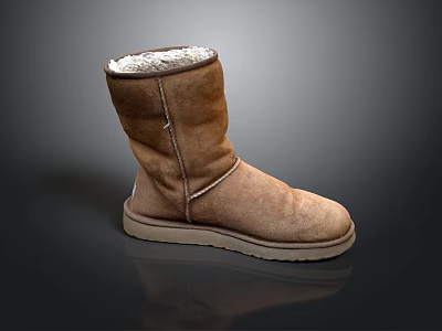 Brown Winter Boots with Soft Fur Lining Light Colored Sole for Warmth and Comfort 3d model