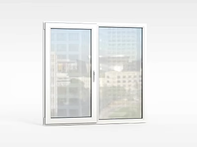 White Aluminum Casement Window with Double Clear Glass Panels for Modern Home Exterior View 3d model
