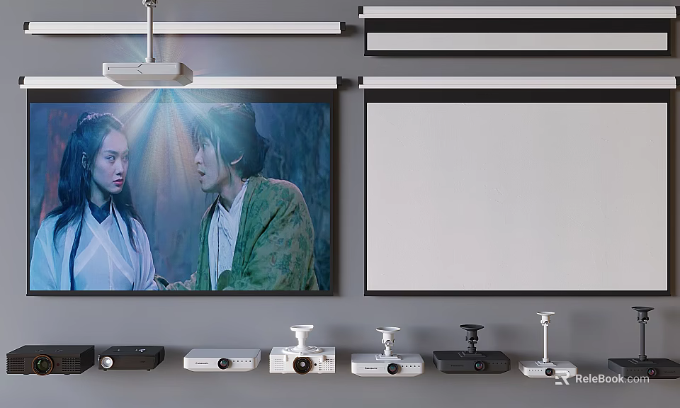 Projection Monitoring With Projectors And Screens 3d model 