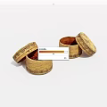 Old round wooden box old objects 3d model