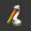 White Headed Pelican Bird With Red Yellow Beak And Blue Eye On Colorful Base
