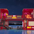 Red Container Lobster Restaurant With Night View Outdoor Seats And Signage