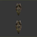 Ornate Decorative Swords Featuring Golden Dragon Handles Flame Patterns Red Black Accents Shiny Blades
