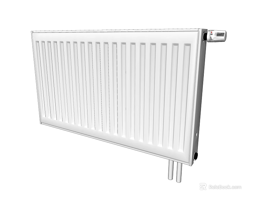 White Steel Central Heating Radiator With Modern Flat Panel Design For Home Heating Systems 3d model 
